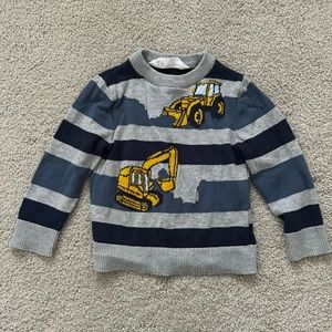H&M Kids Boys Striped Sweater with Diggers in Sz 2T